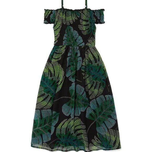 The Children's Place Dresses & Skirts - Girls Mommy And Me Tropical Leaf Print Woven Off Shoulder Matching Maxi Dress